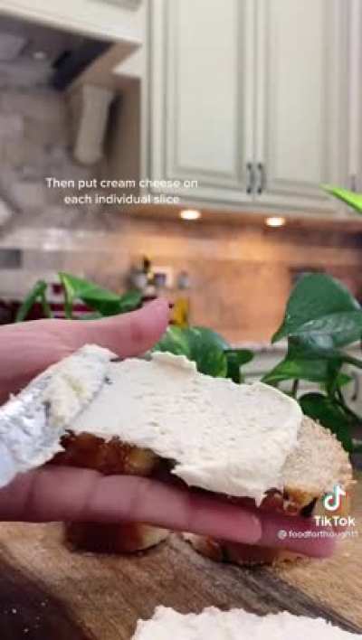 This "perfect bagel to cream cheese ratio" video I found on tik tok.