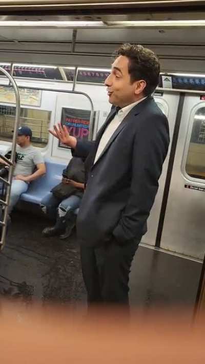 subway gentleman calling a Hispanic lady an illegal immigrant (also attacked two men, not captured in video)
