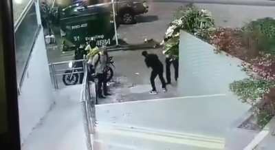 Walks away, then turns around