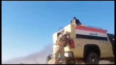 Iraqi soldier suffering with his new recruits while getting shot at by isis fighters. Anbar,2015.