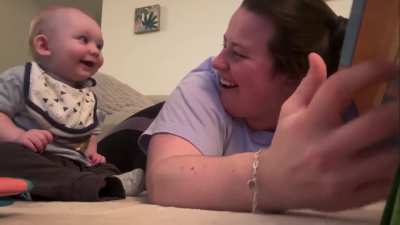 -&ldquo;Trying to read a book to my 7 month old and he got the giggles&rdquo;