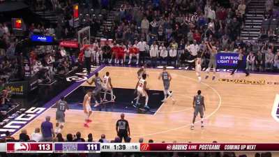 [Highlight] A smooth off-ball screen and back gives Kevin Huerter the space for a slick sidestep 3 pointer to put the Kings up 1 late in the 4th