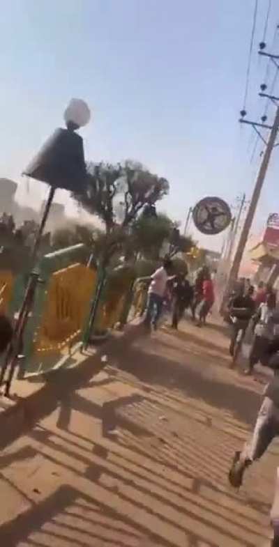 Sudanese military opens fire on crowd of people protesting the coup that took place yesterday.