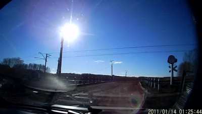 An accident at the railway crossing.