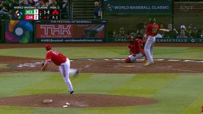 [Highlight] Arozarena gets hit on a 3-0 pitch and Canada HBPs home a run