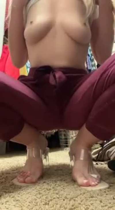 Just another girl, on a Friday night, trying on shoes &amp;amp; doing a titty drop 🤭