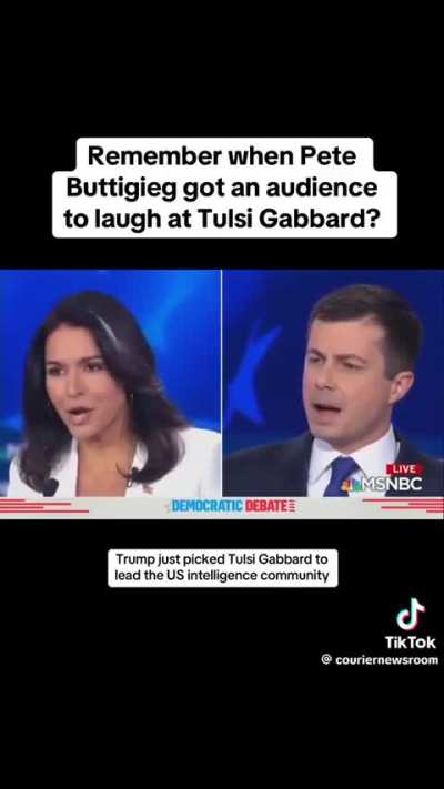 Here is Pete owning Tulsi in the debate and getting the audience to laugh at her. The best part is the action she lies and accuses Pete of wanting to do (fighting Cartels with the military) is a big piece of Trump's plans. What a joke she is. Look up the 