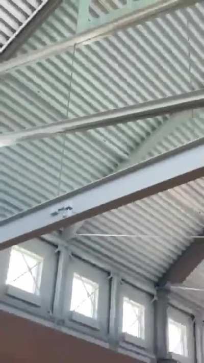 A glass panel in this mall fell on someone&rsquo;s head and you can see the trail of blood
