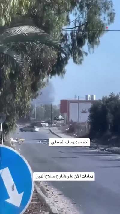 Israeli tanks are targeting civilian cars on Salah Al Deen road after they told civilians to evacuate through it