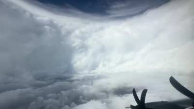 View from a USAF C-130 J Hercules flying inside the eye of a now monster Category 5 Hurricane Melissa that&rsquo;s heading towards Jamaica