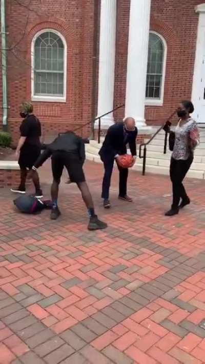 Getting embarrassed by the president of the school