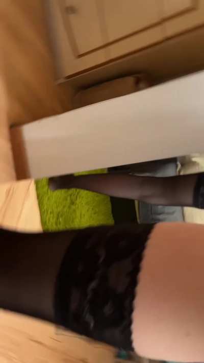 Stockings make flat XS girls hotter