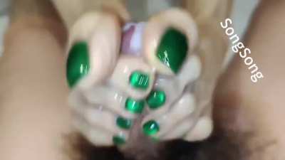Emerald Green Asian Toe Stroking frenzy 😵&zwj;💫😵&zwj;💫😵&zwj;💫😵&zwj;💫😵&zwj;💫