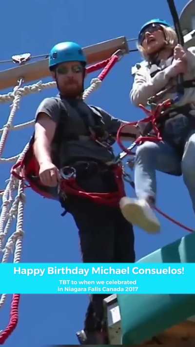 Kelly swoons when she jumps off rope course!