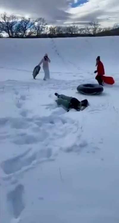 Girls Having fun on the snow