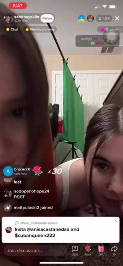 @sabrinayaklin live with @anisa_castaneda Pt 3