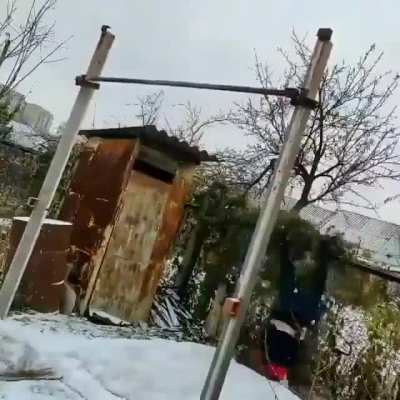 trying to swing with gloves on in icy day