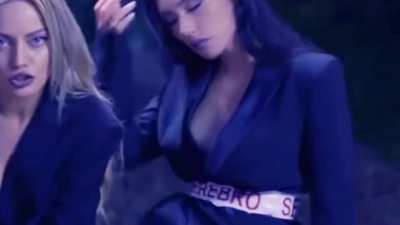 Olga Seryabkina (Russian Singer) Downblouse 1 From Serebro "In Space" Music Video Loop With Rude Audio Editing of Olga From An Interview. Boob Zoom And Closeup, Nipple Becomes Exposed.