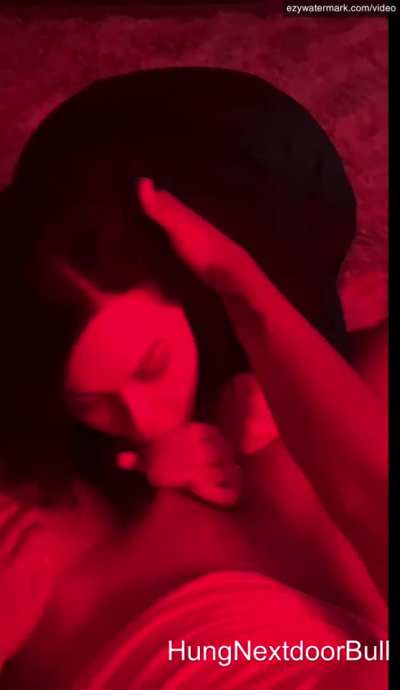 Her first time working another man's cock in front of the fianc&eacute;