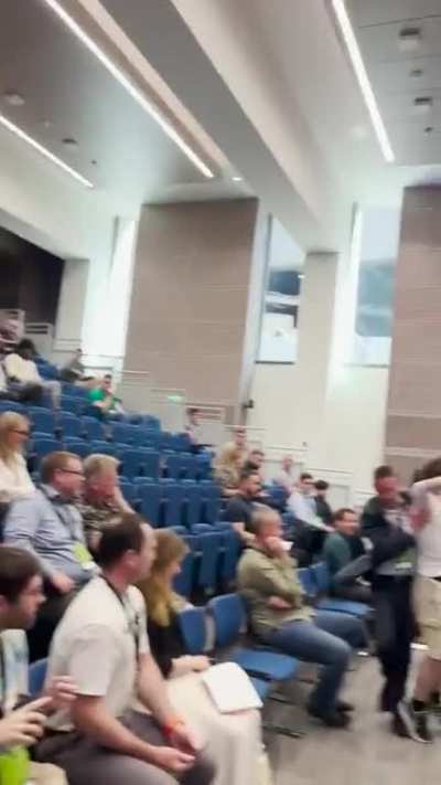 Trinity lecturer Lory Kehoe manhandling a student