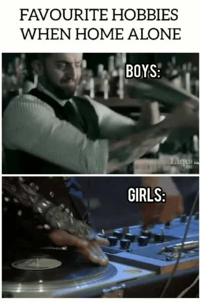 Guys are bartenders. Girls are disk jockeys.