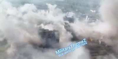 RU POV Bombardment of last AFU stand in Bakhmut, Domino area.