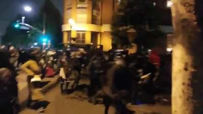 Antifa march down the streets of Oakland, CA chanting "Death to America" to the sound of smashing glass