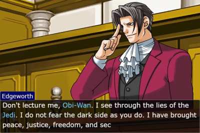 Y'all asked for it! Anakin vs. Obiwan (Battle of Mustafar) but in Ace Attorney. (feat. Ema Skye as Padme Amidala.) [High Effort, OC]