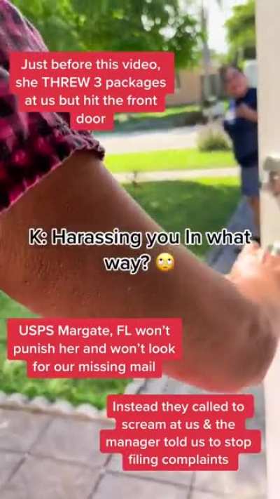 Postal worker harasses family over complaints. Tells them if they don't like it, they can go back to Libya.