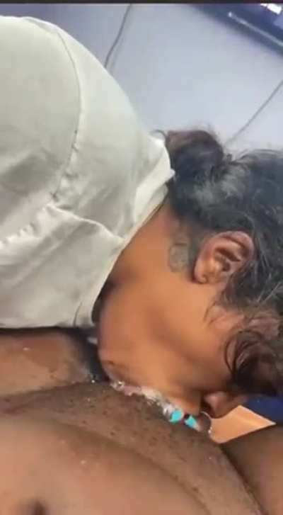 Freaky ass bitch slobbing on that dick while swallowing kids😫💦