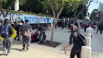 LAPD Shot A Woman In The Head With That Was Sitting On The Ground With Her Hands Above Her Head Holding A Sign With 