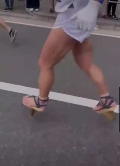 Running on illegal "shoes".