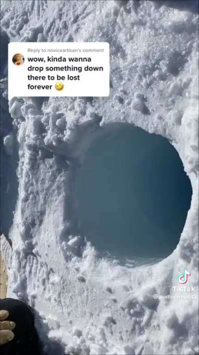Dropping ice down the bore hole