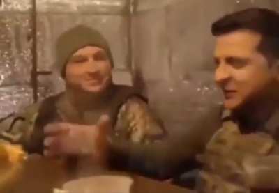 Zelensky drinking coffee and chatting with his fellow Kyiv defenders this morning. Imagine what a moral boost it must be for these troops to have the freakin&rsquo; president literally fighting next to you.
