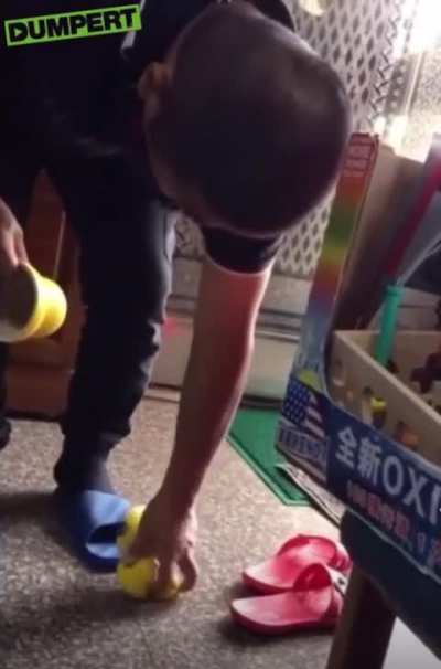 Grandpa will clean up the toys