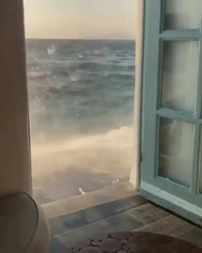 Front door of a house in Greece