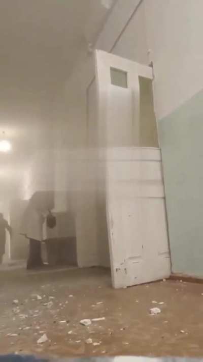 Footage from inside the hospital in Chernihiv Ukraine during today&rsquo;s russian missile terror attack.