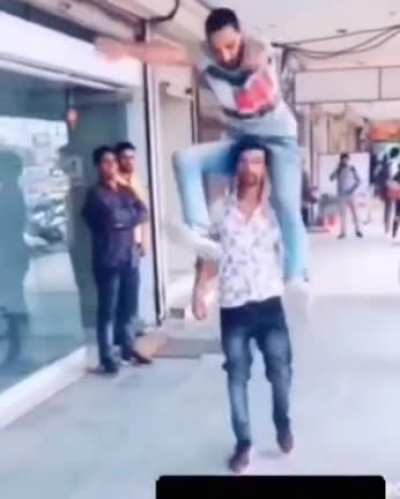 Trying to jump over your friend.