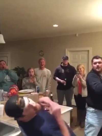HMFT after I put a sausage in my mouth and my drunk friend tries to cut it with a sword.