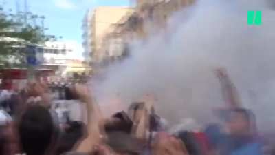 "it seems like war...". I'm sure you know about running from bulls in Spanish tradition. But this is something else: people run away from firecrackers during a celebration in an Italian town("Festa del soccorso", if you want to search about it).