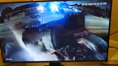 Idiot ended Police chase in my driveway, 3 of my cars got totaled.