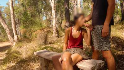 Most sneaky sex we ever had...getting a blowjob right by the path!