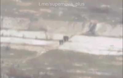 RU soldiers receive direct hit from what appears to be RPG or ATGM. Ukraine 2023