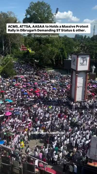 ACMS, ATTSA, AASAA Holds a Massive Protest Rally in Dibrugarh Demanding ST Status &amp;amp; other.