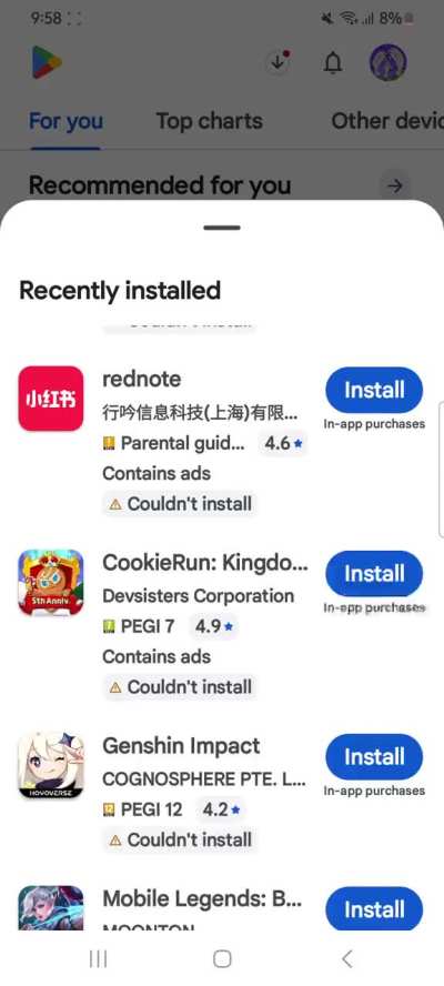 cant download apps