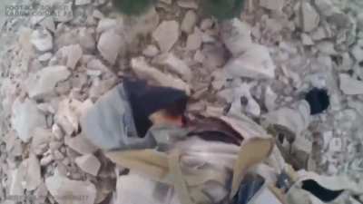 Russian PMC shoots two dying ISIS fighters, and then narrowly avoids a grenade, Palmyra, Syria, 2017
