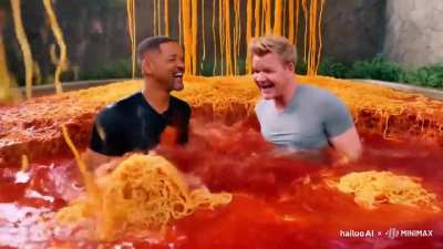 Gordan Ramsay and Will Smith go down the spaghetti slide!