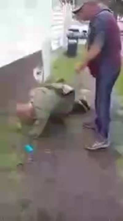 Allegedly the guy has killed 8 puppy dogs for a beer and now gets his ass kicked