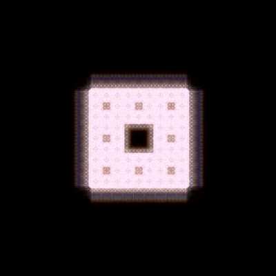 How a spatially coherent white light beam diffracts through a Sierpinski carpet grating [OC]