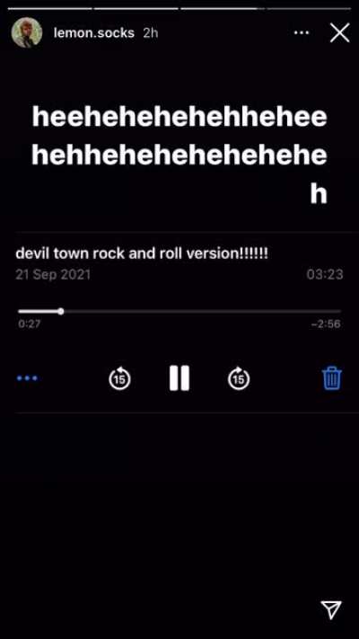 A &lsquo;rock n roll version of devil town&rsquo; Robbie posted on his Insta story!